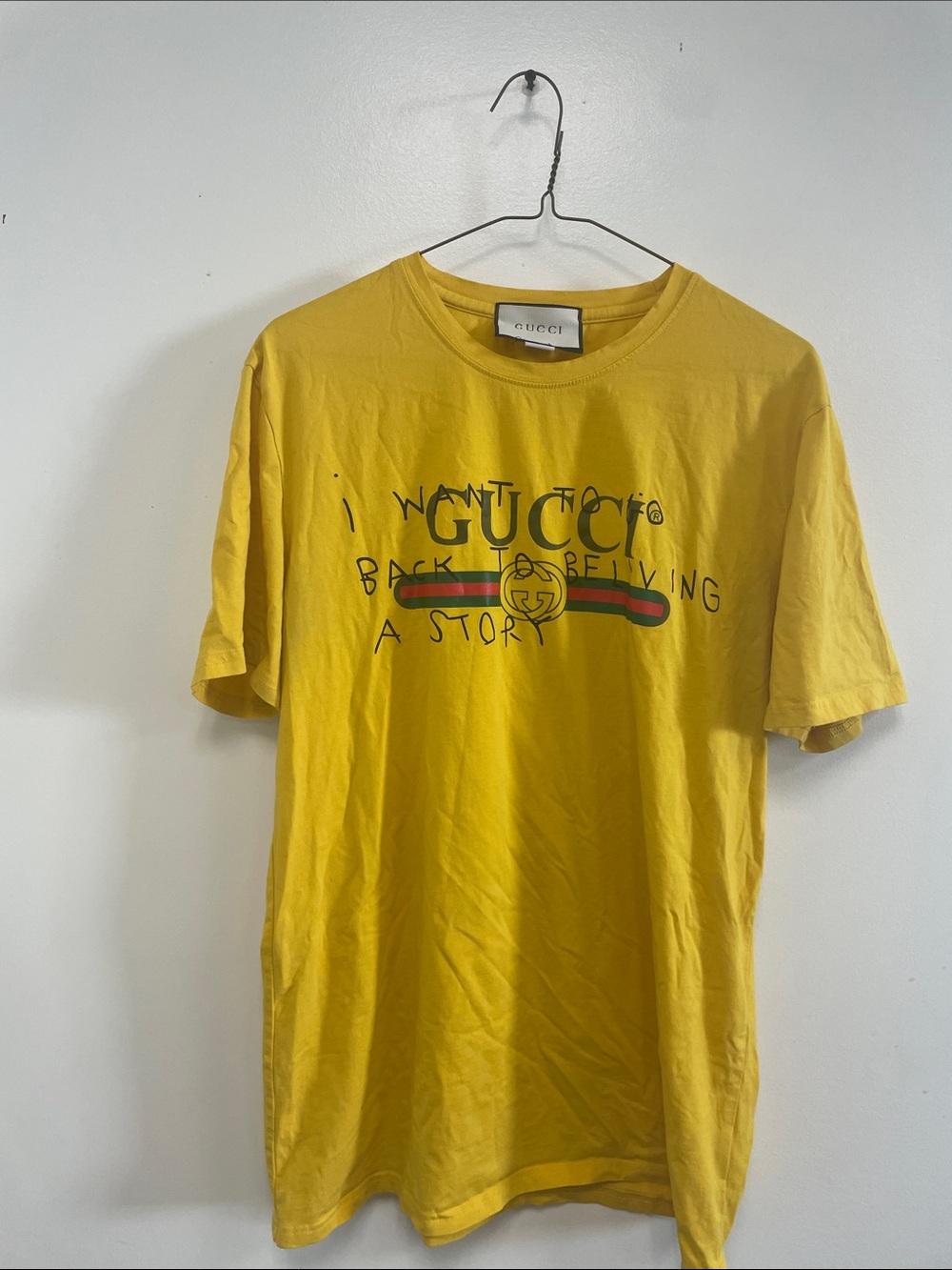 Gucci Yellow Graphic Logo Short Sleeve Tee